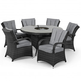 Texas 6 Seat Round Ice Bucket Dining Set with Lazy Susan / Grey Texas 6 Seat Round Ice Bucket Dining Set with Lazy Susan / Grey