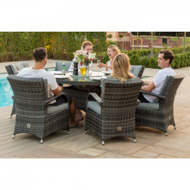 Texas 6 Seat Round Ice Bucket Dining Set with Lazy Susan / Grey Texas 6 Seat Round Ice Bucket Dining Set with Lazy Susan / Grey