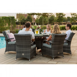 Texas 6 Seat Round Ice Bucket Dining Set with Lazy Susan / Grey Texas 6 Seat Round Ice Bucket Dining Set with Lazy Susan / Grey