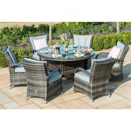 Texas 6 Seat Round Ice Bucket Dining Set with Lazy Susan / Grey Texas 6 Seat Round Ice Bucket Dining Set with Lazy Susan / Grey