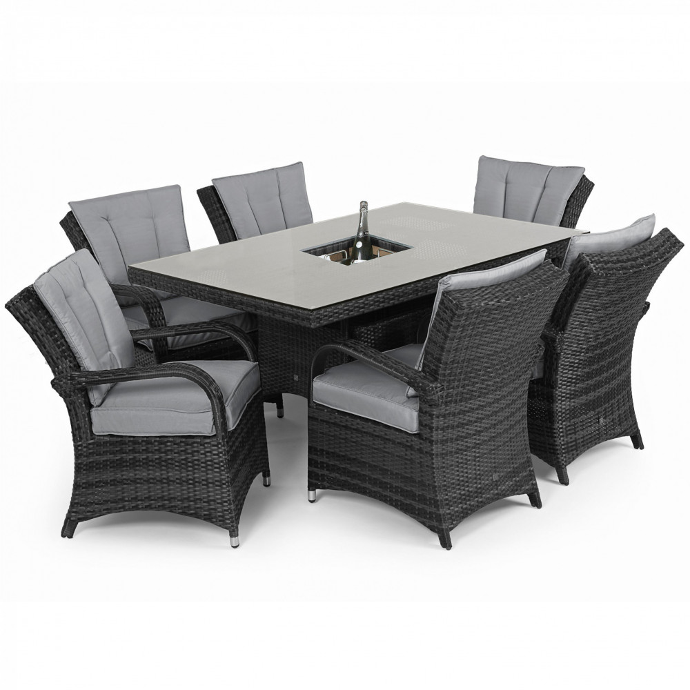 Texas 6 Seat Rectangle Ice Bucket Dining Set / Grey Texas 6 Seat Rectangle Ice Bucket Dining Set / Grey