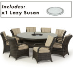 Texas 8 Seat Round Ice Bucket Dining Set with Lazy Susan / Brown Texas 8 Seat Round Ice Bucket Dining Set with Lazy Susan / Brown