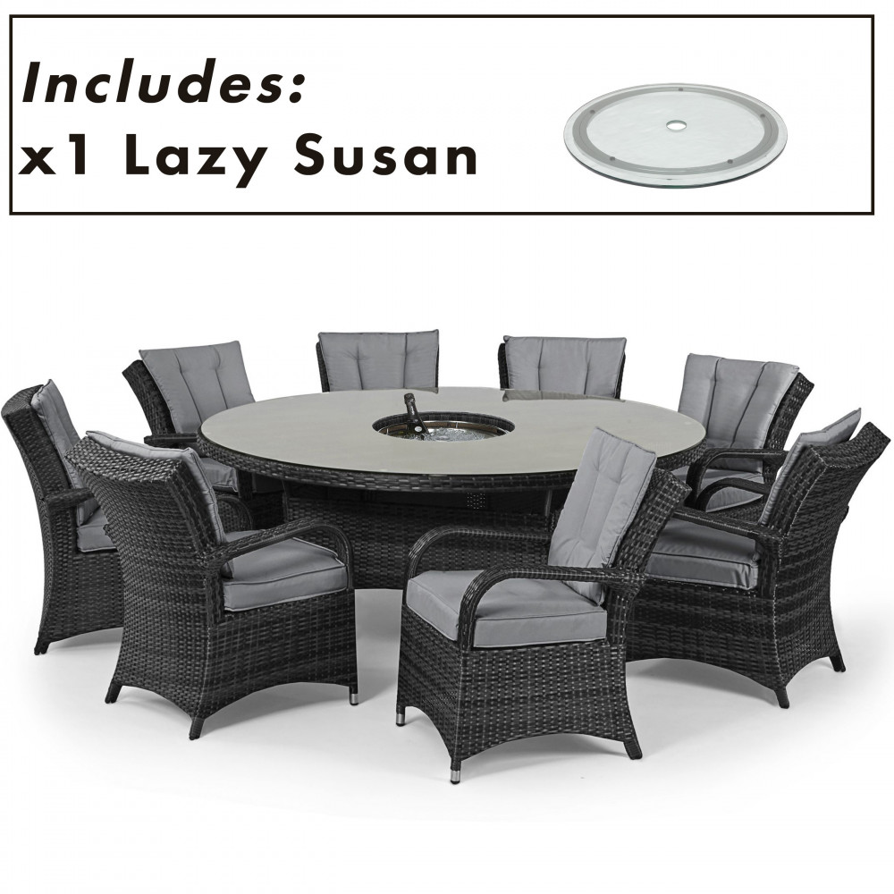Texas 8 Seat Round Ice Bucket Dining Set with Lazy Susan / Grey Texas 8 Seat Round Ice Bucket Dining Set with Lazy Susan / Grey