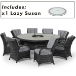 Texas 8 Seat Round Ice Bucket Dining Set with Lazy Susan / Grey Texas 8 Seat Round Ice Bucket Dining Set with Lazy Susan / Grey