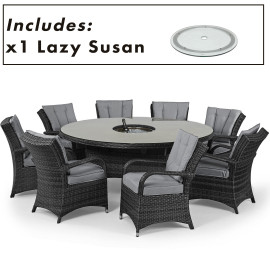 Texas 8 Seat Round Ice Bucket Dining Set with Lazy Susan / Grey