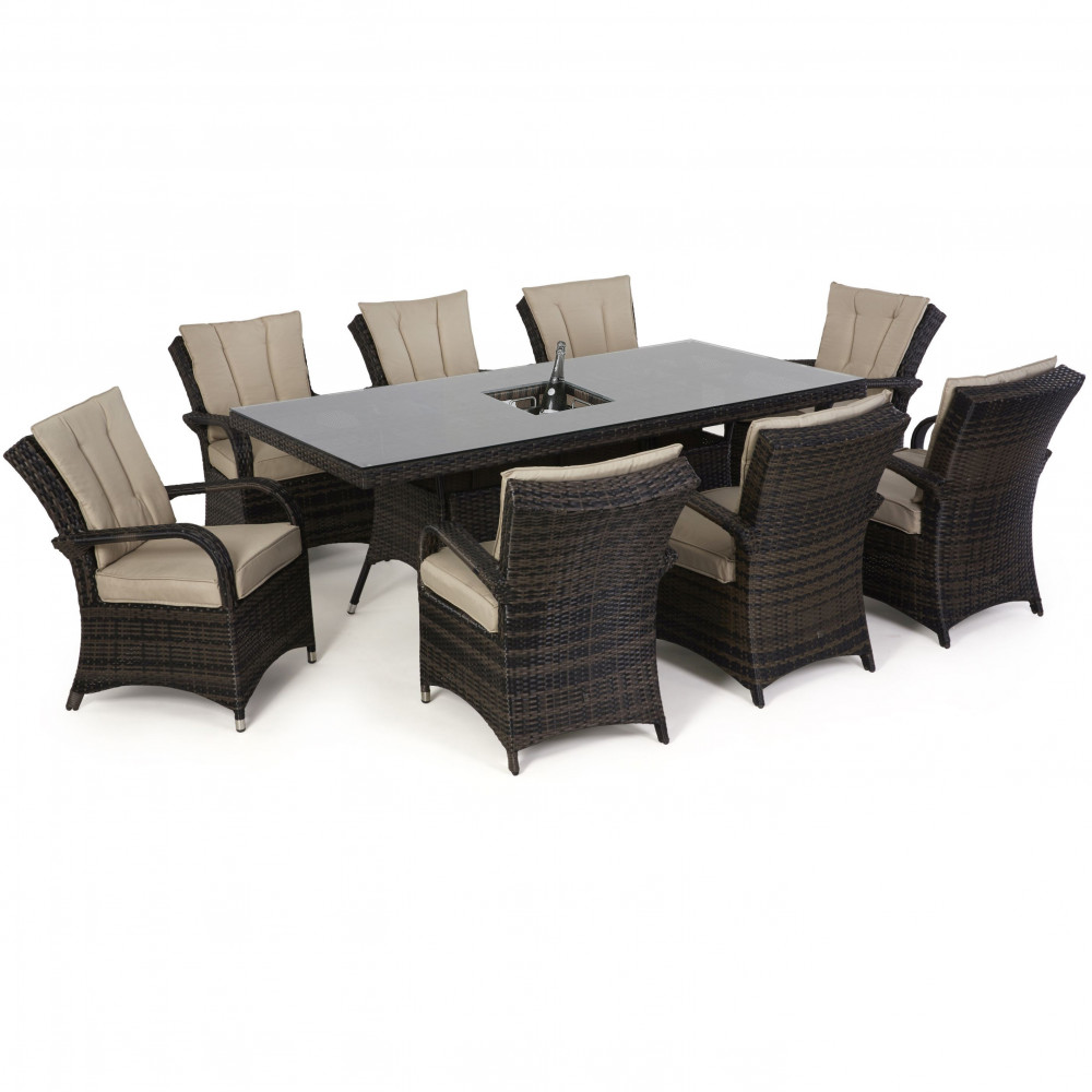 Texas 8 Seat Rectangle Ice Bucket Dining Set / Brown Texas 8 Seat Rectangle Ice Bucket Dining Set / Brown