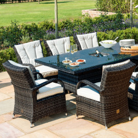 Texas 8 Seat Rectangle Ice Bucket Dining Set / Brown Texas 8 Seat Rectangle Ice Bucket Dining Set / Brown