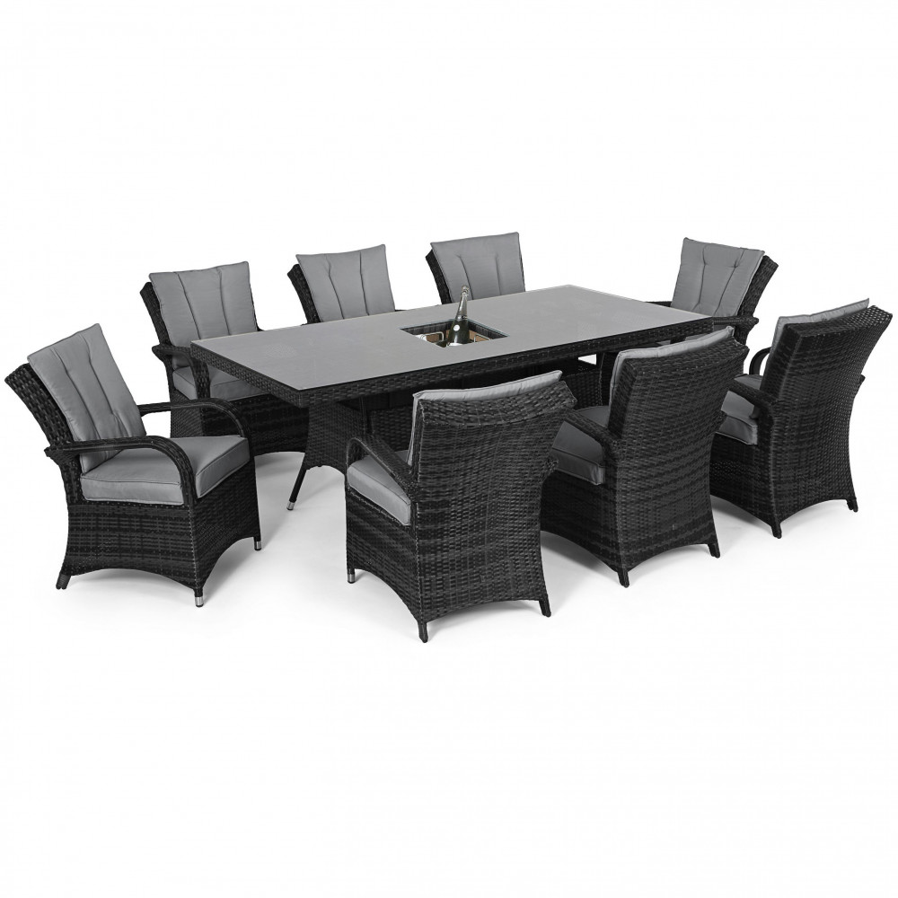 Texas 8 Seat Rectangle Ice Bucket Dining Set / Grey Texas 8 Seat Rectangle Ice Bucket Dining Set / Grey
