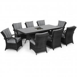 Texas 8 Seat Rectangle Ice Bucket Dining Set / Grey