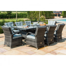 Texas 8 Seat Rectangle Ice Bucket Dining Set / Grey Texas 8 Seat Rectangle Ice Bucket Dining Set / Grey