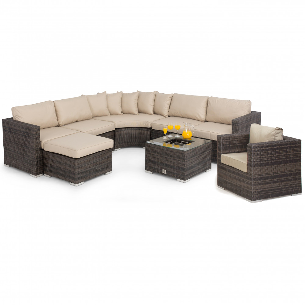 Barcelona Corner Group with Ice Bucket and Chair / Brown