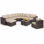 Barcelona Corner Group with Ice Bucket and Chair / Brown