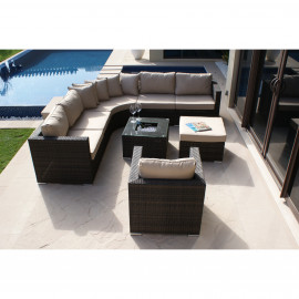 Barcelona Corner Group with Ice Bucket and Chair / Brown