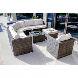 Barcelona Corner Group with Ice Bucket and Chair / Brown