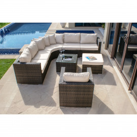 Barcelona Corner Group with Ice Bucket and Chair / Brown