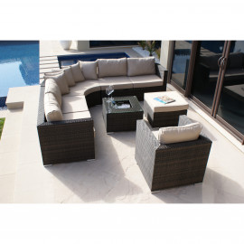 Barcelona Corner Group with Ice Bucket and Chair / Brown