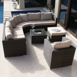 Barcelona Corner Group with Ice Bucket and Chair / Brown