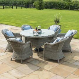 Oxford 6 Seat Round Ice Bucket Dining Set with Heritage Chairs Lazy Susan Oxford 6 Seat Round Ice Bucket Dining Set with Heritage Chairs Lazy Susan