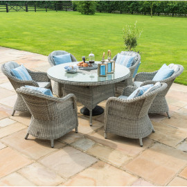 Oxford 6 Seat Round Ice Bucket Dining Set with Heritage Chairs Lazy Susan Oxford 6 Seat Round Ice Bucket Dining Set with Heritage Chairs Lazy Susan