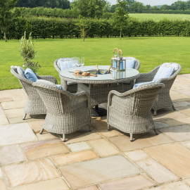 Oxford 6 Seat Round Ice Bucket Dining Set with Heritage Chairs Lazy Susan Oxford 6 Seat Round Ice Bucket Dining Set with Heritage Chairs Lazy Susan