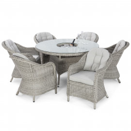 Oxford 6 Seat Round Ice Bucket Dining Set with Heritage Chairs Lazy Susan Oxford 6 Seat Round Ice Bucket Dining Set with Heritage Chairs Lazy Susan