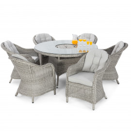 Oxford 6 Seat Round Ice Bucket Dining Set with Heritage Chairs Lazy Susan Oxford 6 Seat Round Ice Bucket Dining Set with Heritage Chairs Lazy Susan