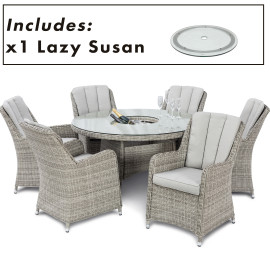 Oxford 6 Seat Round Ice Bucket Dining Set with Venice Chairs Lazy Susan
