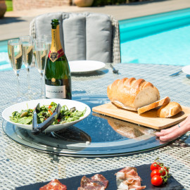 Oxford 6 Seat Round Ice Bucket Dining Set with Venice Chairs Lazy Susan Oxford 6 Seat Round Ice Bucket Dining Set with Venice Chairs Lazy Susan