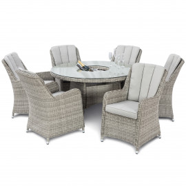 Oxford 6 Seat Round Ice Bucket Dining Set with Venice Chairs Lazy Susan Oxford 6 Seat Round Ice Bucket Dining Set with Venice Chairs Lazy Susan