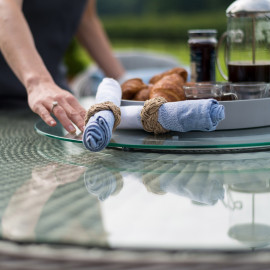 Oxford 6 Seat Round Ice Bucket Dining Set with Venice Chairs Lazy Susan Oxford 6 Seat Round Ice Bucket Dining Set with Venice Chairs Lazy Susan