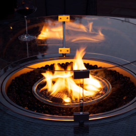 Oxford 6 Seat Round Fire Pit Dining Set with Heritage Chairs and Lazy Susan