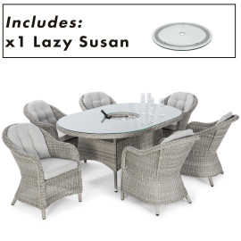 Oxford 6 Seat Oval Ice Bucket Dining Set with Heritage Chairs Lazy Susan