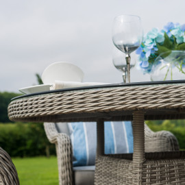 Oxford 6 Seat Oval Ice Bucket Dining Set with Heritage Chairs Lazy Susan