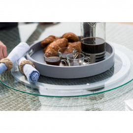 Oxford 6 Seat Oval Ice Bucket Dining Set with Heritage Chairs Lazy Susan