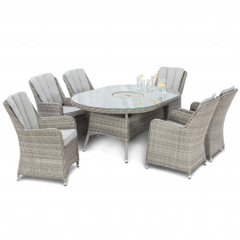 Oxford 6 Seat Oval Ice Bucket Dining Set with Venice Chairs Lazy Susan Oxford 6 Seat Oval Ice Bucket Dining Set with Venice Chairs Lazy Susan