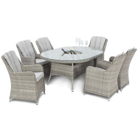 Oxford 6 Seat Oval Ice Bucket Dining Set with Venice Chairs Lazy Susan Oxford 6 Seat Oval Ice Bucket Dining Set with Venice Chairs Lazy Susan