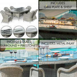 Oxford 6 Seat Oval Fire Pit Dining Set with Heritage Chairs Oxford 6 Seat Oval Fire Pit Dining Set with Heritage Chairs