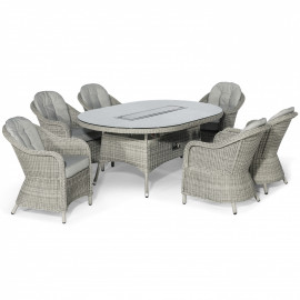 Oxford 6 Seat Oval Fire Pit Dining Set with Heritage Chairs Oxford 6 Seat Oval Fire Pit Dining Set with Heritage Chairs