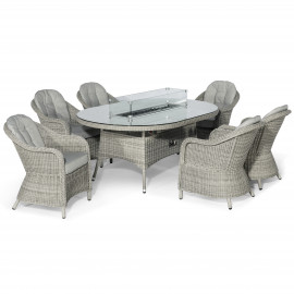 Oxford 6 Seat Oval Fire Pit Dining Set with Heritage Chairs Oxford 6 Seat Oval Fire Pit Dining Set with Heritage Chairs