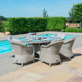 Oxford 6 Seat Oval Fire Pit Dining Set with Heritage Chairs Oxford 6 Seat Oval Fire Pit Dining Set with Heritage Chairs