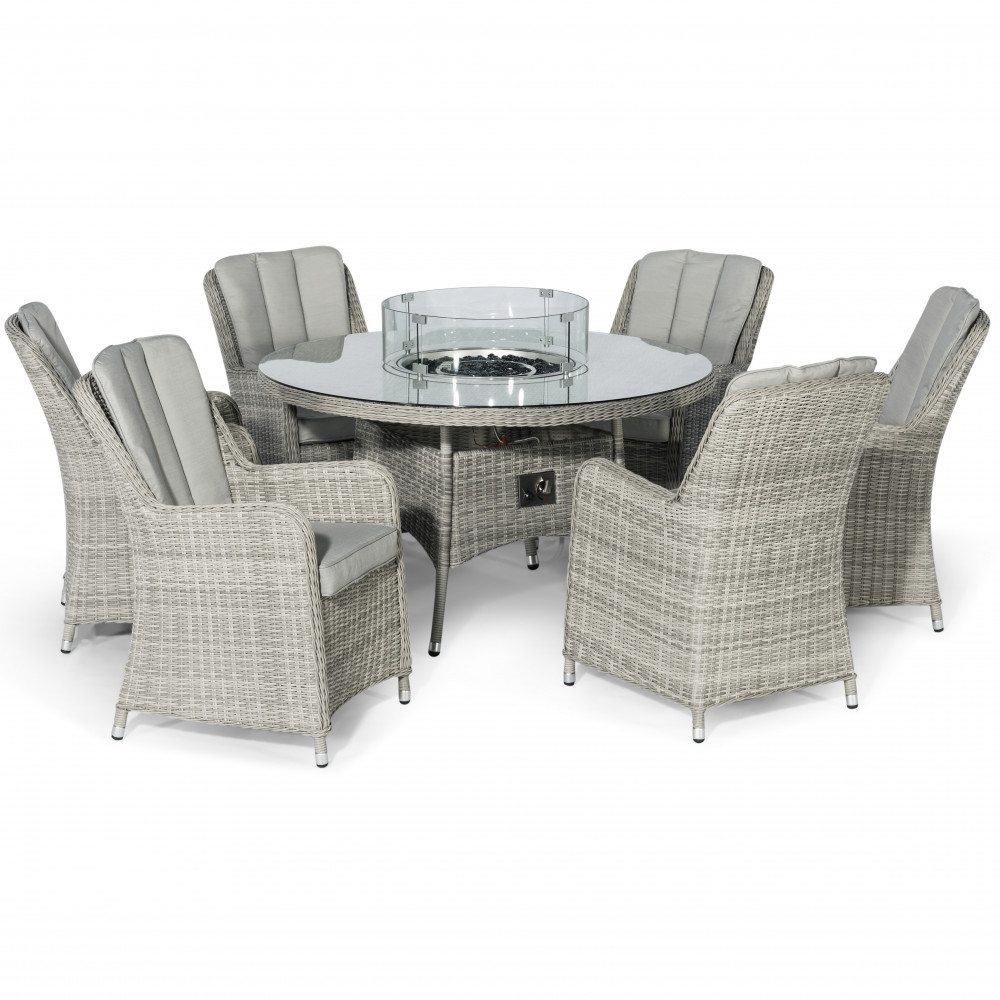 Oxford 6 Seat Oval Fire Pit Dining Set with Venice Chairs Oxford 6 Seat Oval Fire Pit Dining Set with Venice Chairs