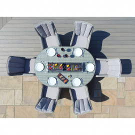 Oxford 6 Seat Oval Fire Pit Dining Set with Venice Chairs Oxford 6 Seat Oval Fire Pit Dining Set with Venice Chairs