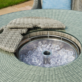 Oxford 8 Seat Round Ice Bucket Dining Set with Heritage Chairs Lazy Susan