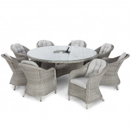Oxford 8 Seat Round Ice Bucket Dining Set with Heritage Chairs Lazy Susan