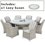 Oxford 8 Seat Round Ice Bucket Dining Set with Venice Chairs Lazy Susan