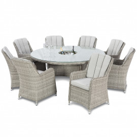 Oxford 8 Seat Round Ice Bucket Dining Set with Venice Chairs Lazy Susan