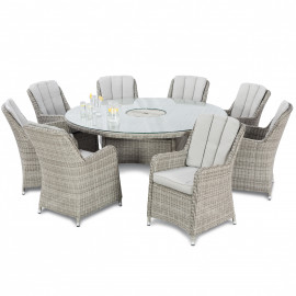 Oxford 8 Seat Round Ice Bucket Dining Set with Venice Chairs Lazy Susan