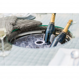 Oxford 8 Seat Round Ice Bucket Dining Set with Venice Chairs Lazy Susan