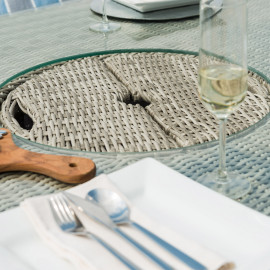 Oxford 8 Seat Round Ice Bucket Dining Set with Venice Chairs Lazy Susan