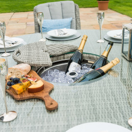 Oxford 8 Seat Round Ice Bucket Dining Set with Venice Chairs Lazy Susan